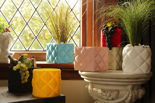 Square Inflated Fabric-Effect Planter